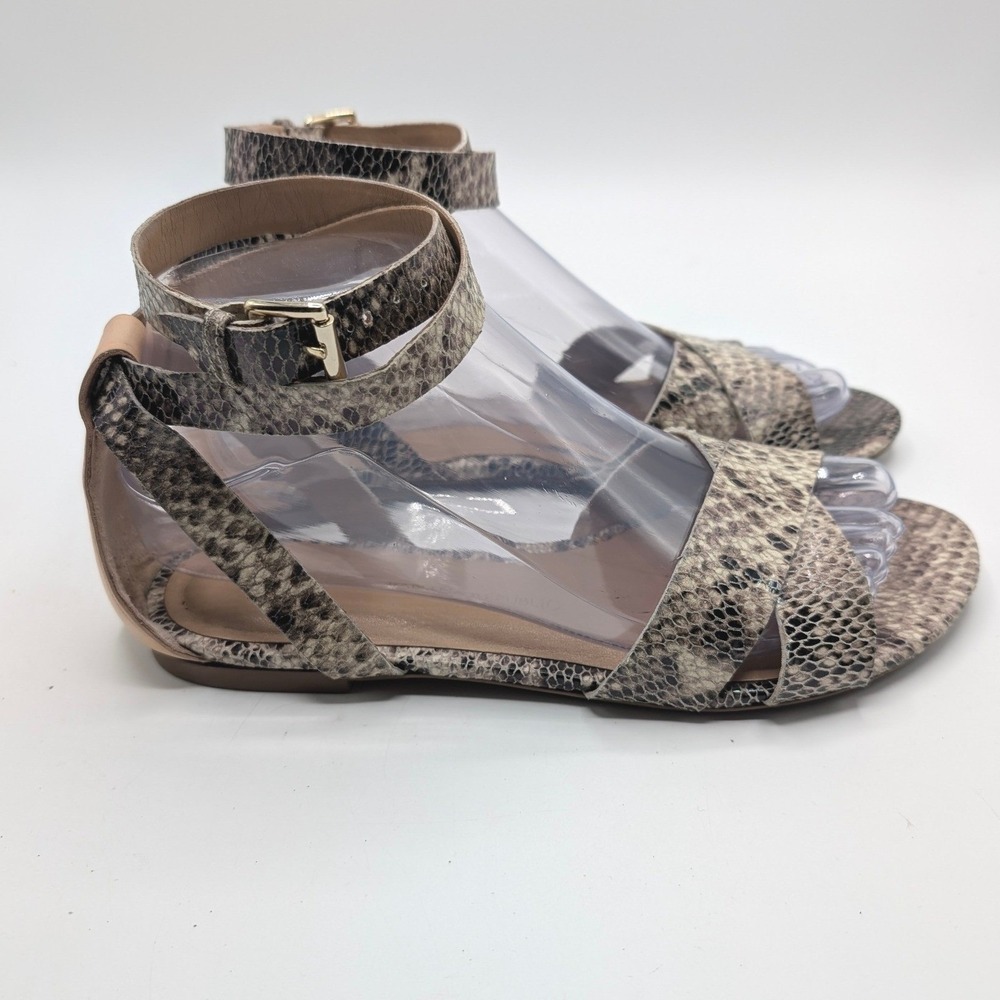 Banana Republic Snakeskin Embossed Double Ankle Strap Flat Sandals Size 7M